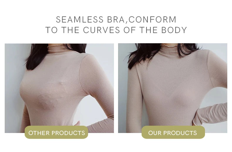 SUJIIN Sexy Wireless Bras for Women Plunge Seamless Invisible Padded Push Up Bra Comfortable Smoothing Female Bralette Bh MX074G