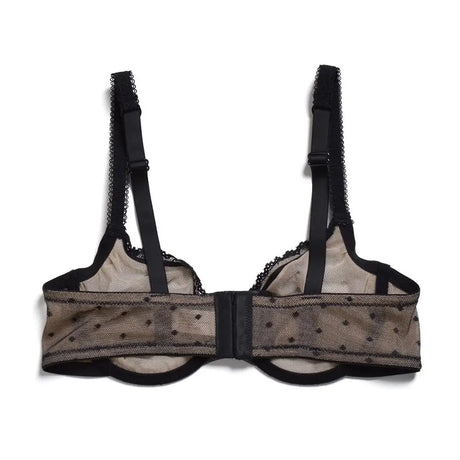 YBCG Black Women Bra Half Cup Lace Lingerie Unlined Underwire Bralette Hollow Mesh Transparent Bra for Women Plus Size Underwear