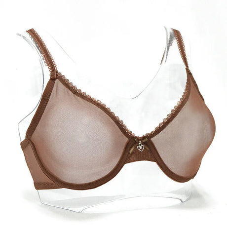 Vgplay Ultra-thin Lace Lingerie See Through Women Bra Underwire Plunge Without Padded Bras for Women Plus Size Hollow Mesh