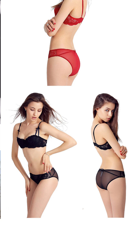 1/2 Half Cup Bras For Women Plus Size Lingerie Red Thin Underwear Cotton Sexy Push Up Balconette Bra Top Black White A B C D Cup