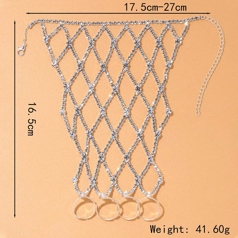Stonefans Ring Charm Finger Mesh Linked Bracelet Jewelry Femme for Women Hand New Fashion Luxury Bangles 2022 Designer Wholeslae