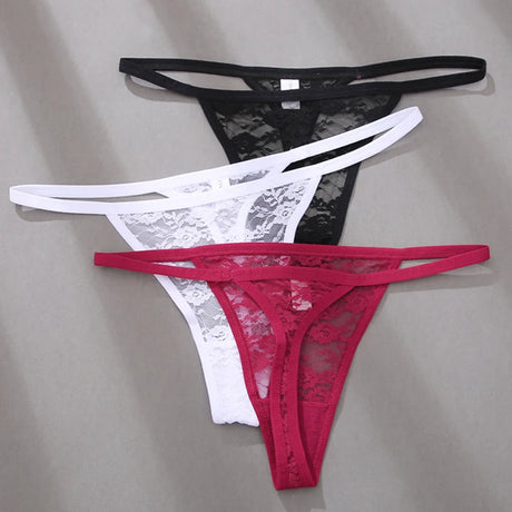 Women Lace Panties Thongs Girls M-XL Intimates Lingerie Female Low Rise G-String Transparent Underwear Hollow Out T-Back Bikini