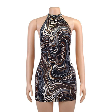 Black Bodycon Dress Women Halter Sexy Skinny Hollow Out Backless Mini Dresses Hot Summer Sleeveless Beach Party Cut Out Dress