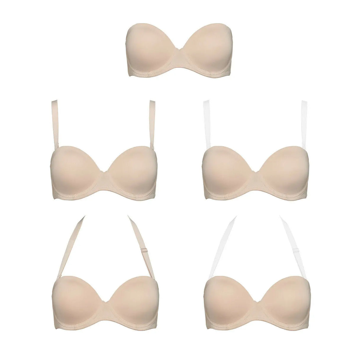YBCG Strapless Multiway Bra Non-slip Plunge Women's Underwear Plus Size Adjusted-straps Brassiere Underwire Solid Bras For Women
