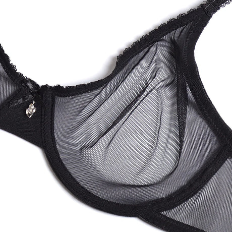 Vgplay Ultra-thin Lace Lingerie See Through Women Bra Underwire Plunge Without Padded Bras for Women Plus Size Hollow Mesh