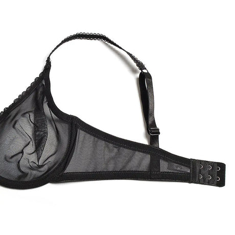 Vgplay Ultra-thin Lace Lingerie See Through Women Bra Underwire Plunge Without Padded Bras for Women Plus Size Hollow Mesh