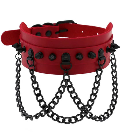 Punk Black Metal Tassel Red Choker Necklace Sexy Spiked Neck Strap Clavicle Collar Men Necklaces Hollween Women Y2K Jeweley Gift