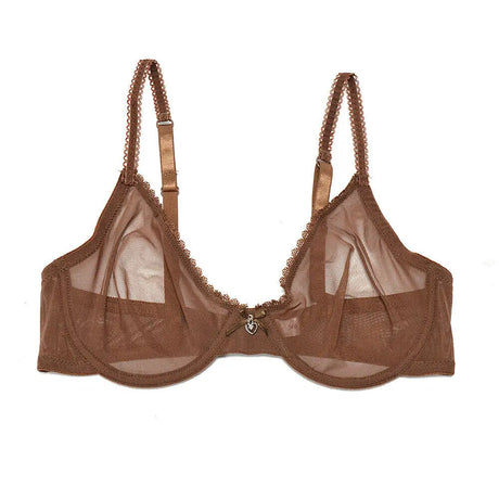 Vgplay Ultra-thin Lace Lingerie See Through Women Bra Underwire Plunge Without Padded Bras for Women Plus Size Hollow Mesh