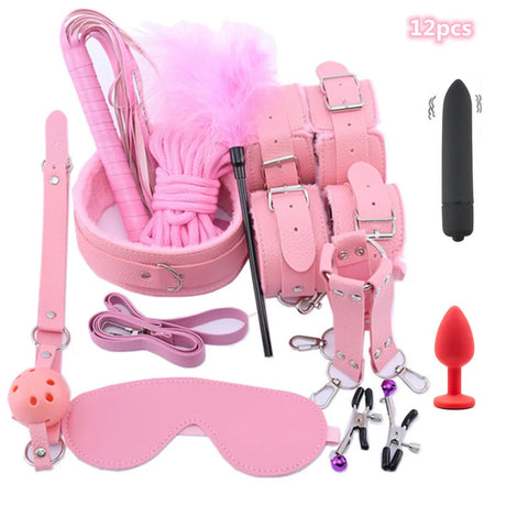 Adults Products Leather Sex Toy Kit Handcuffs Bondage Set Sex Games Bdsm Adult Toys Exotic Accessories Sex Toys for Couples