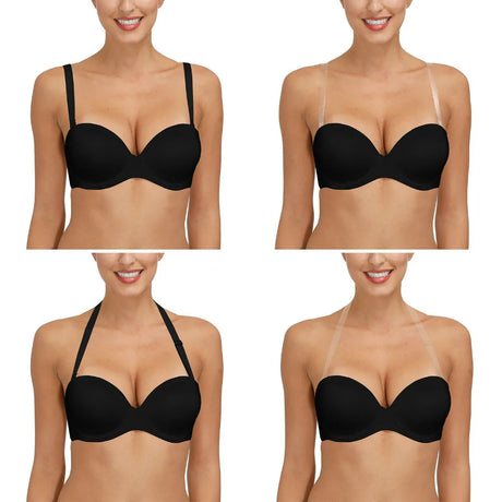 New Removable Half Cup Sexy Women Bra Lace Strapless Brassiere Lingerie Invisible Silicone Halter Push Up Multiway Bras