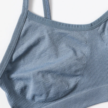 Women Soft Ribbed Bra Knit Wireless Bralette No Pad Camisole Non-Adjustable Thin Strap Lingerie Everyday Lounge Intimates M-L