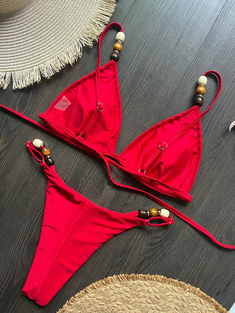 Beads Cross Bandage Bikinis 2026 Bikini Women Swimwear Female Swimsuit Two-pieces Bikini Set Push Up Bra Bathing Suit Swim Lady