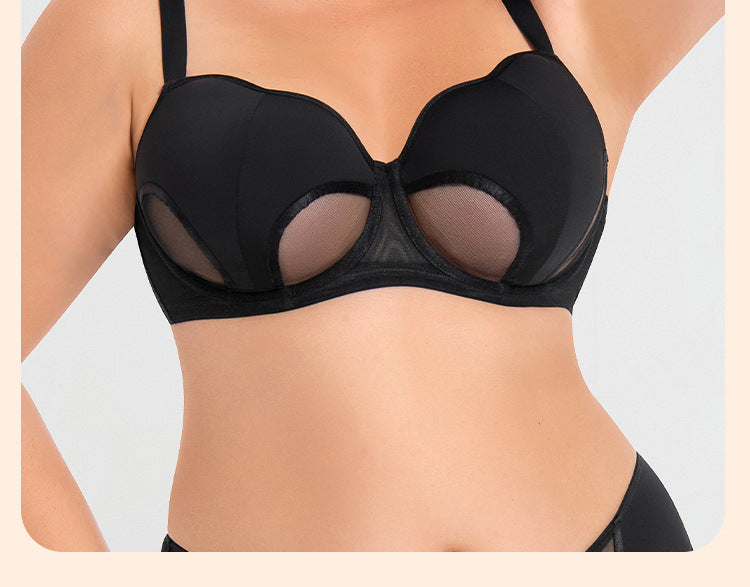 Women's Hollow Out Cup Push Up Bra Full Coverage Supportive Underwire Female Balconette Lingerie 34 36 38 40 42 D E F G H I J