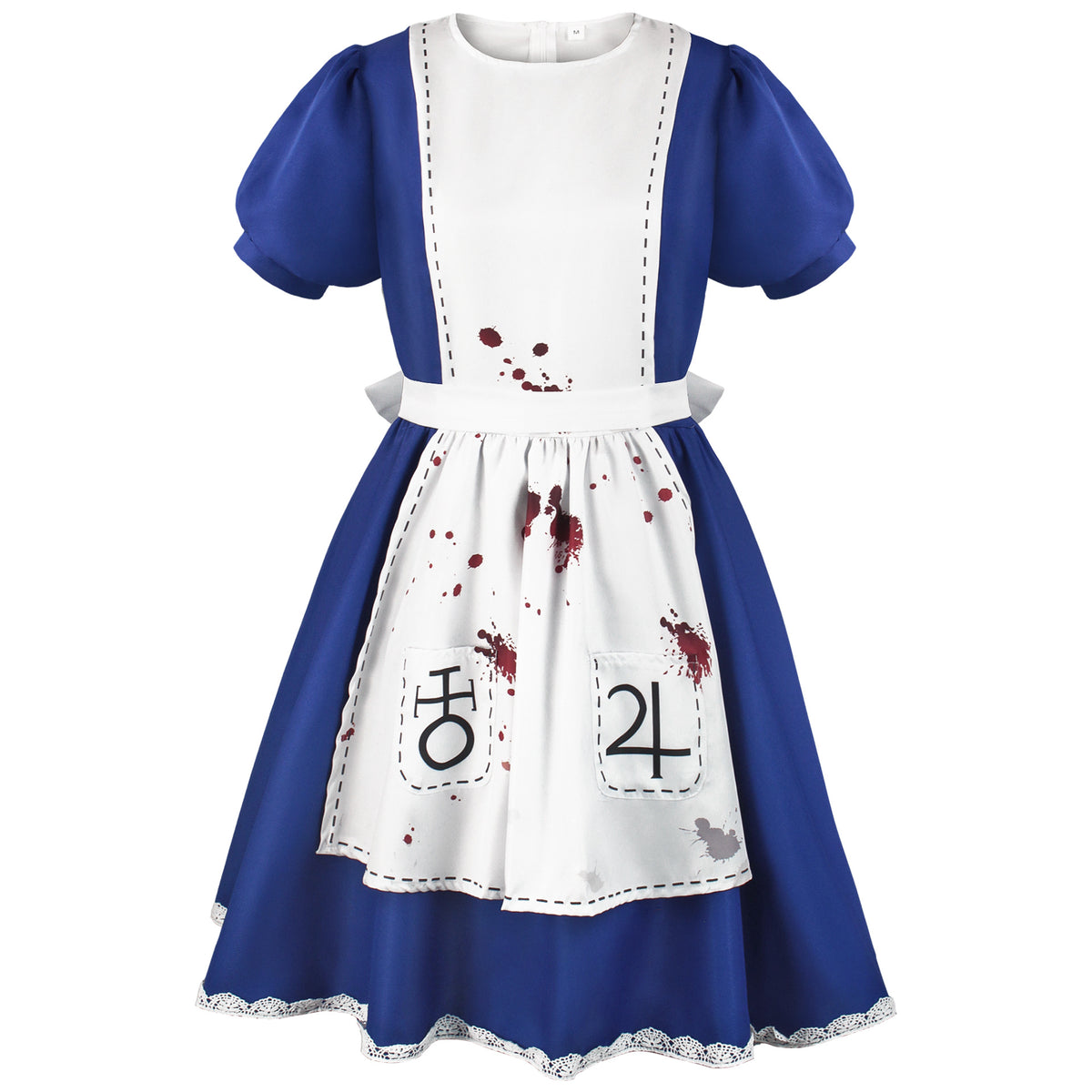 Women's Anime Alice Cosplay Costume with Necklace Alice Dress Maid Apron for Halloween Game Madness Returns Theme Girls' Outfit