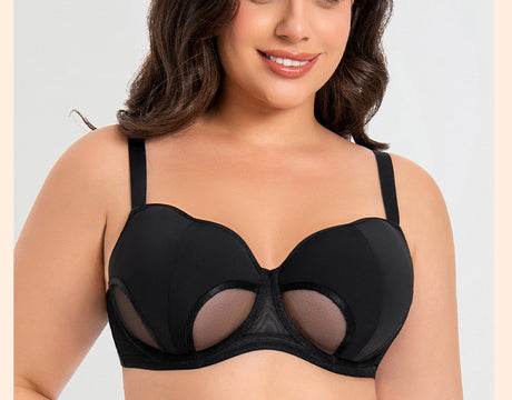 Women's Hollow Out Cup Push Up Bra Full Coverage Supportive Underwire Female Balconette Lingerie 34 36 38 40 42 D E F G H I J
