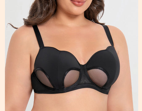 Women's Hollow Out Cup Push Up Bra Full Coverage Supportive Underwire Female Balconette Lingerie 34 36 38 40 42 D E F G H I J