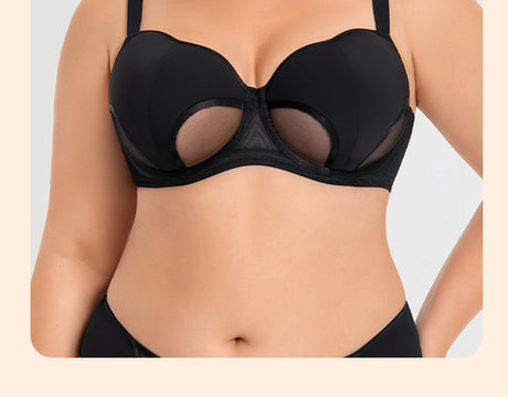 Women's Hollow Out Cup Push Up Bra Full Coverage Supportive Underwire Female Balconette Lingerie 34 36 38 40 42 D E F G H I J