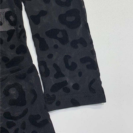 Women European Style Sexy Flocking Sheer Jumpsuit Long Sleeve Slim Fit Bodycon One Piece Outfit Fashion Party Clubwear