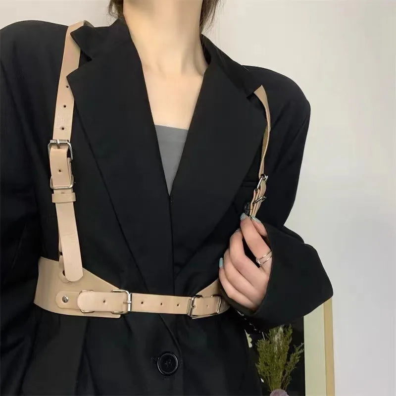 Underbust Corset Top with Strap Punk Harness Belt Leather Suspender Belt Belts for Women