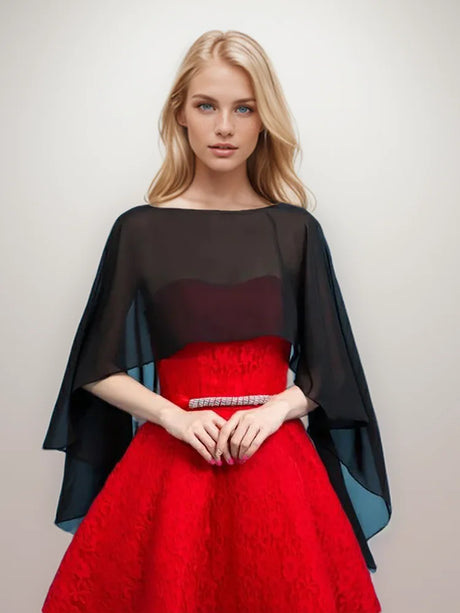 Women's Chiffon Cape Bolero Femme Mariage Chalas Mujer Evening Wedding Bridal Jacket Wraps Accessories Peleryna Cloak Boda Shawl