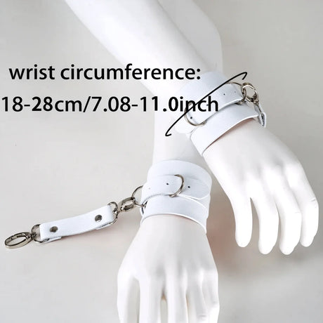 Pu Leather Thigh Waist Harness with Handcuffs, Adjustable Butt Belt Hip Straps BDSM Bondage Set, Fetish Restraint Role Play Gear