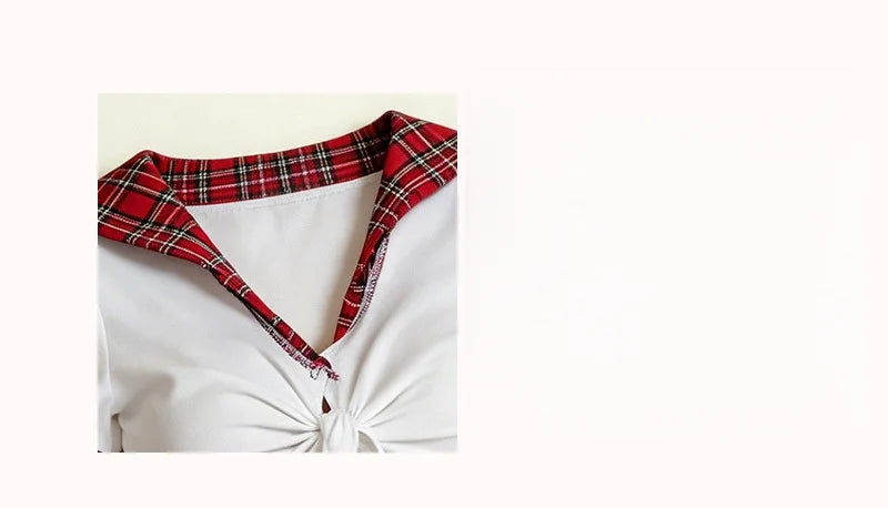 Women Sexy Lingerie Plaid Cosplay Uniform Role Play Costume Erotic Underwear Checkered Nightwear Fancy Dress Plus Size Set