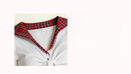 Women Sexy Lingerie Plaid Cosplay Uniform Role Play Costume Erotic Underwear Checkered Nightwear Fancy Dress Plus Size Set