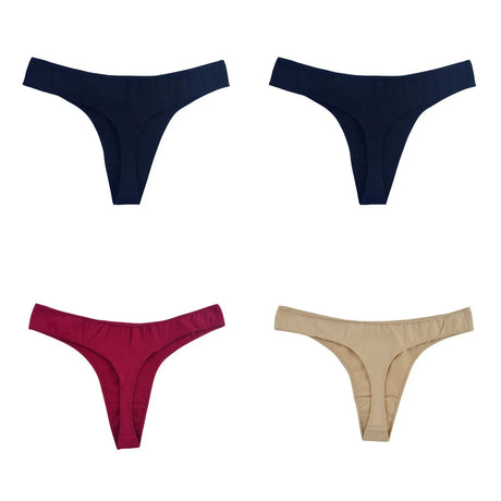 4Pcs/Set Cotton Thongs Women Low Rise Panties G-String Female Underpants Seamless Underwear Sexy Lingerie Intimates M-XL