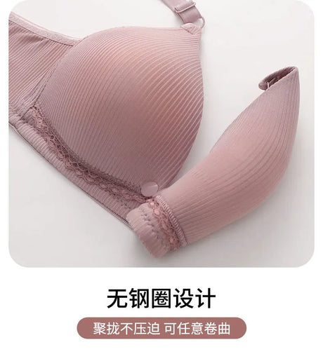 Breastfeeding Solid Color Bra Woman Gathers Prevents Sagging Postpartum Maternity Lady Brassiere Underwear Front Clasp Girl Bra