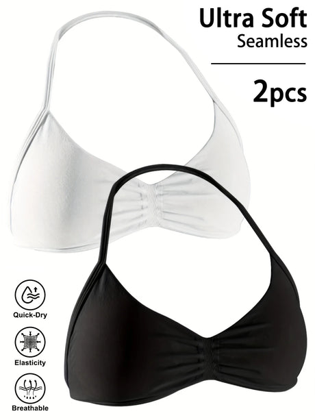 Women's High-Support Lace-Up Sports Bra - Thin-Strap Camisole, Seamless, Tight-Fit for Push-Up Training & Yoga, Gym Top