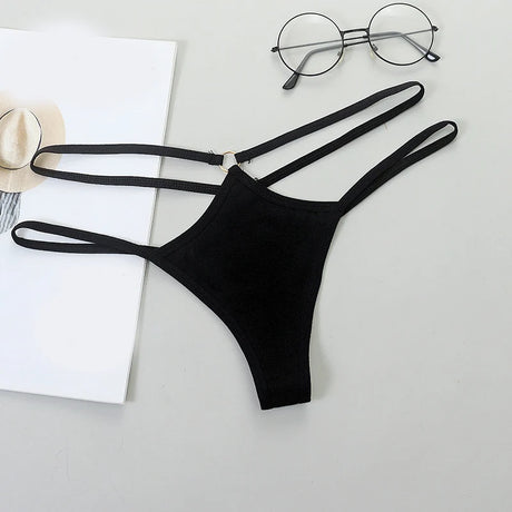 Sexy Thongs Women Sexy Lace Underpants Low-Rise G-string Double Waistband Underwear Sexy Hollow Out Transparent Underwear