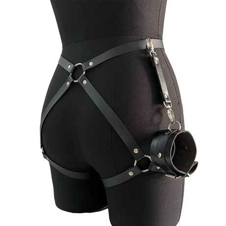 Ladies' Sexy Decorative Belt Leather Thigh Strap, Vest, Restraint Strap, with Leather Bracelet, Bdsm Fetish Clothing Accessory
