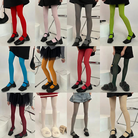 Sweet Girls Colorful Elastic Long Hosiery Stockings Women Candy Color Sexy Tights Spring Autumn Warm Velvet Seamless Pantyhose