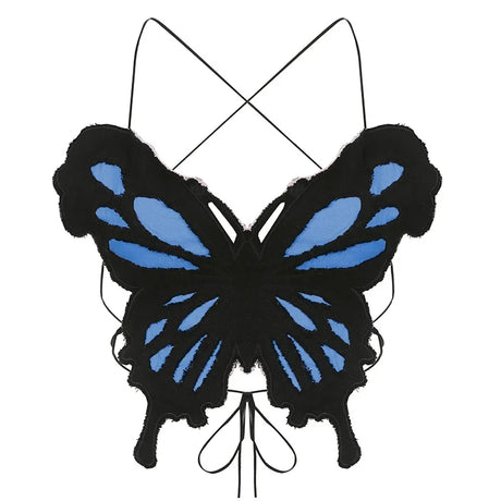 Hot Butterfly Jeans Crop Top Backless Strap Camis Sexy Lingerie Bow Bra Women Beach Mini Vest Butterfly Tank Tops Party Clubwear