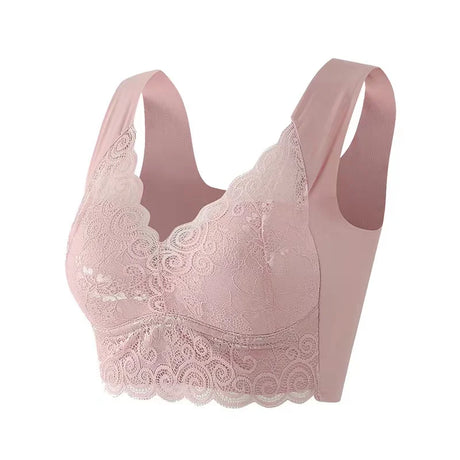 WomenBeautiful Back Bra Large Size Fat Mm Bra Gathered and Traceless Thin Cotton Strapless Underwear Without Steel Ring Vest