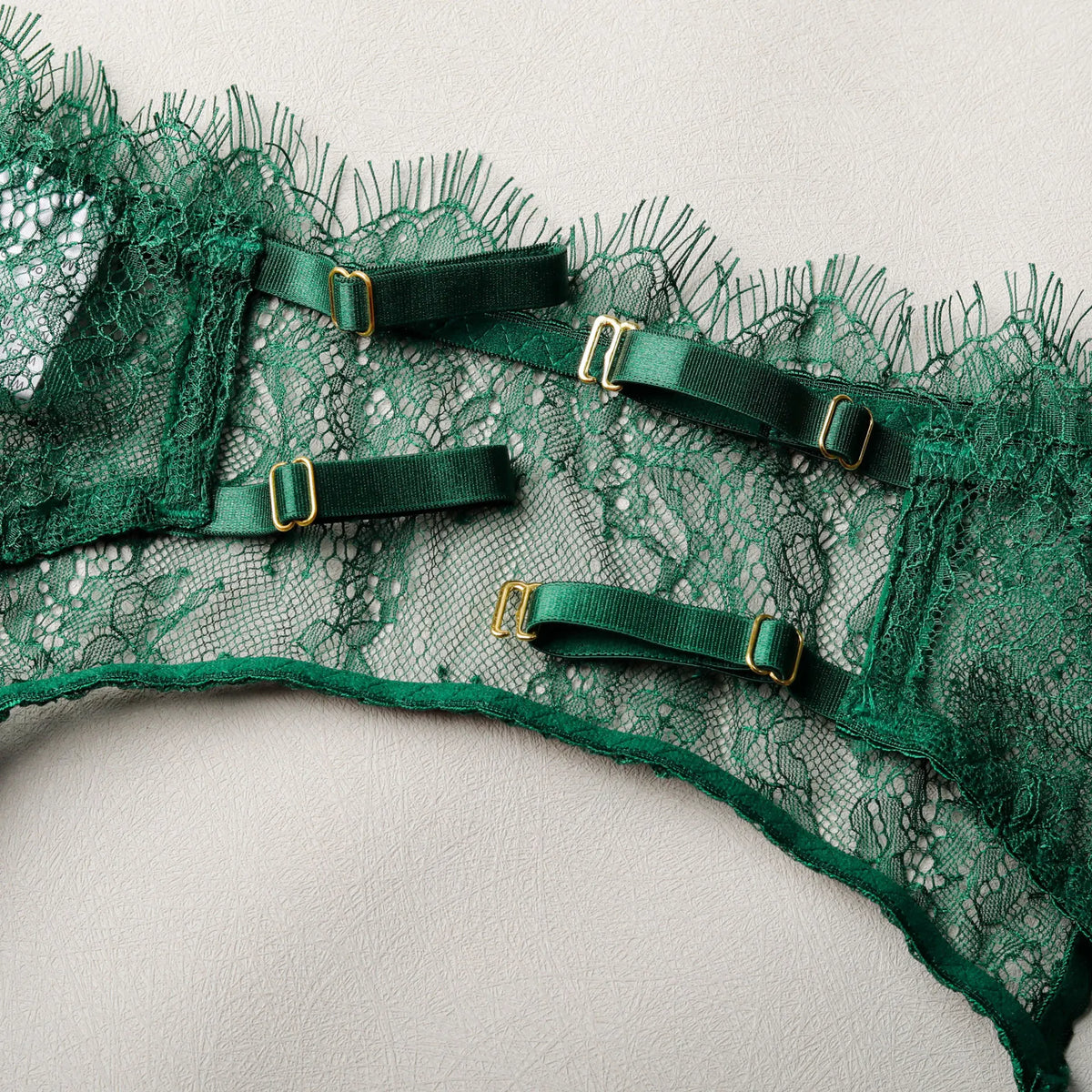 Ellolace Solid Women's Lingerie Sets Seductive Halter Bra Garter Thong 3PC with Leg Circles Sexy Lace Intimate Women Underwear