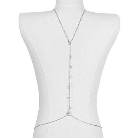 Bride Backless Rhinestone Waterdrop Body Chain Belly Waist Necklace for Women Mom Girlfriend Summer Beach Body Jewelry