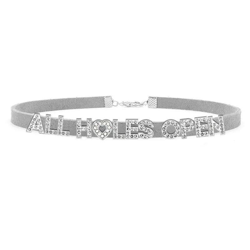 Sexy Bad Words All Holes Open Letters Choker Necklace Women Men Suggestive Adult Chocker Collar Cosplay Custom Jewelry Gift