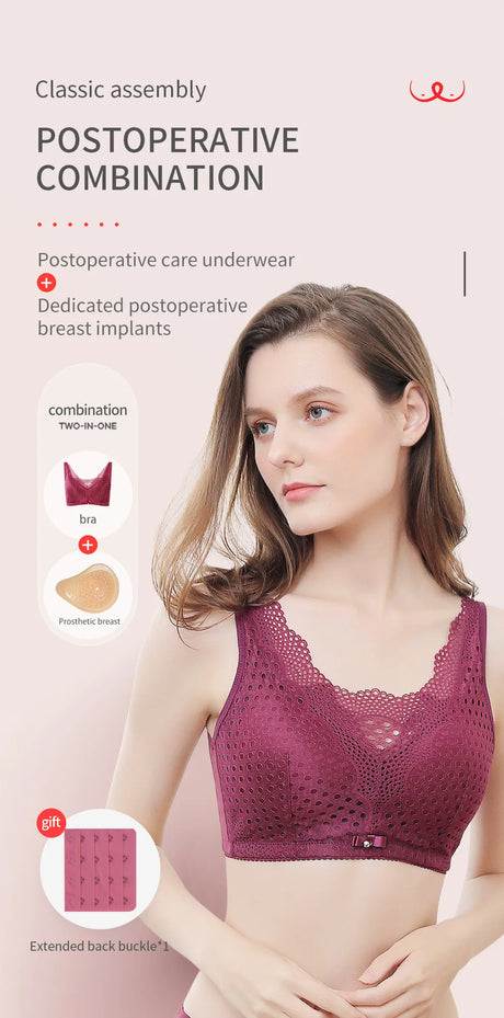 Women's Mastectomy Post-Surgery Silicone Fake Boobs Bra 2-In-1 Women's Fake Breasts With Pocket Underwear