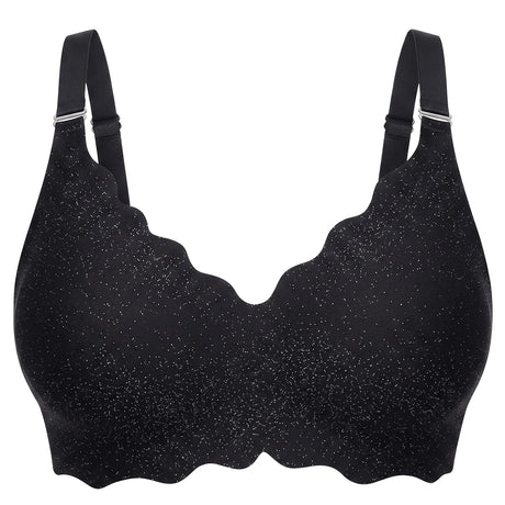 Bras for Women No Underwire Scalloped Wireless Push Up Bra Seamless Full Coverage Supportive Plus Size Tshirt Bra, Soft Breathable Comfortable Bralette, Leopard & Polka Dot Print Ice Silk Bra