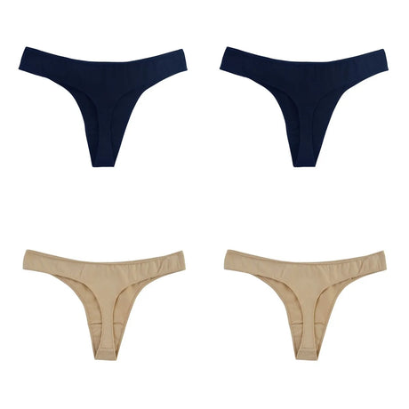 4Pcs/Set Cotton Thongs Women Low Rise Panties G-String Female Underpants Seamless Underwear Sexy Lingerie Intimates M-XL