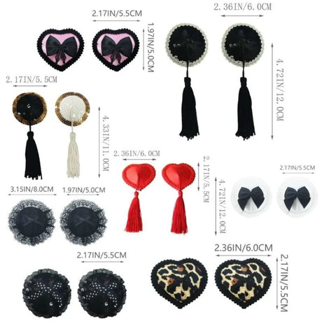 Women Sequins Tassels Pasties Bowknot Breast Sticker Bra Pads Sexy Nipple Cover