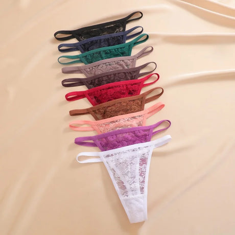 10PCS/Set Women Underwear Lace Panties Floral Lingerie Woman Panties Sexy Thong G-String Female Pantys Perspective Intimates New