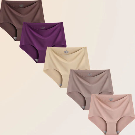 FINETOO 5Pcs Women's Panties Seamless Underwear Invisibles Briefs High Waist Full Coverage Breathable Moisture Wicking Underpant