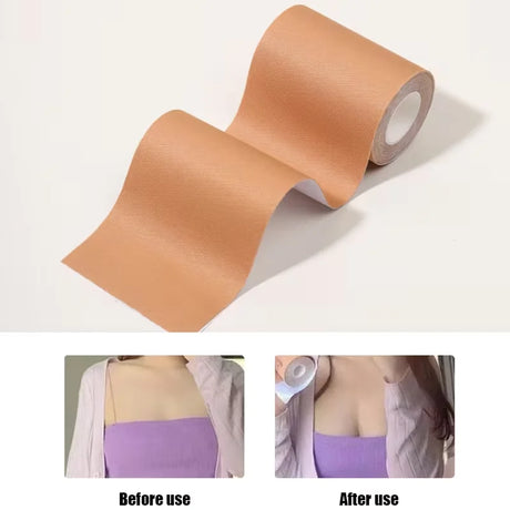 1 Roll Adhesive Breast Lift Tape Compatible for B.E Cup Bras No Undergarment Modification Instant Bust Lift Tape for Clothing