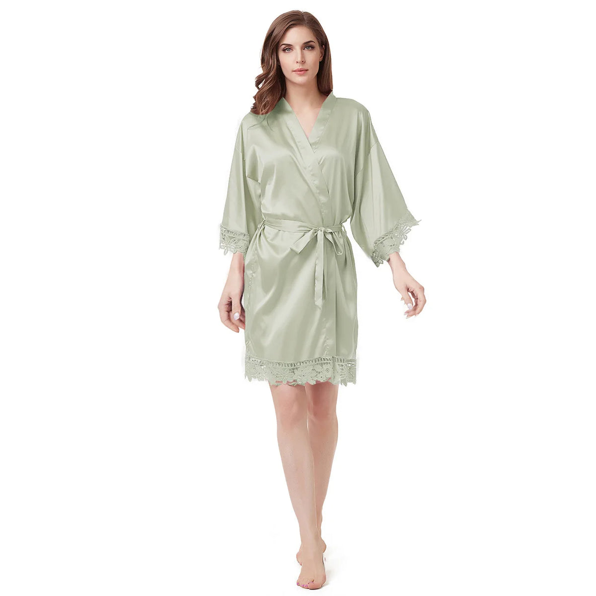 Personalised Sega Floral Wreath Robes Custom Bridal Robe Satin Wedding Bridesmaid Kimono Dressing Gown Bride to be Robe