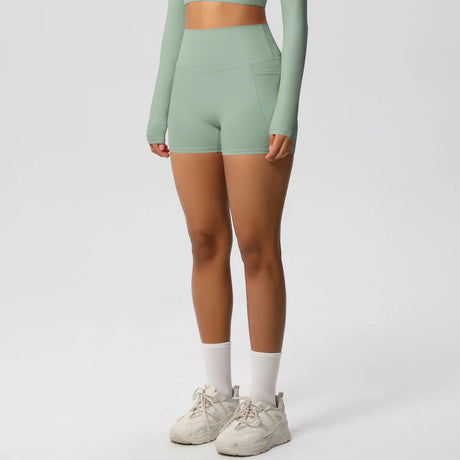 Solid Color Yoga Pants With Pockets Quick Drying High Waisted Gym Push Up Yoga Shorts for Woman Breathable Workout Fitness Short