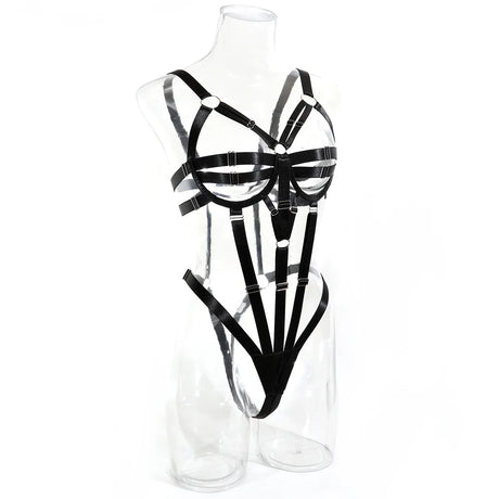 Sexy Hollow Out Bandage Body Harness Belt One Piece Bodysuit Women Erotic Sex Hot Bdsm Lingerie Open Crotch and Breasts