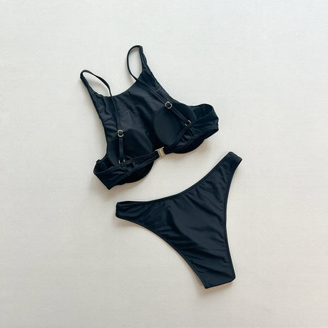 Push Up Bikinis 2025 Sexy Women Swimsuit Swimwear Female Solid Hollow Out Bikini Set Biquini Bathing Swimming Suit Beachwear