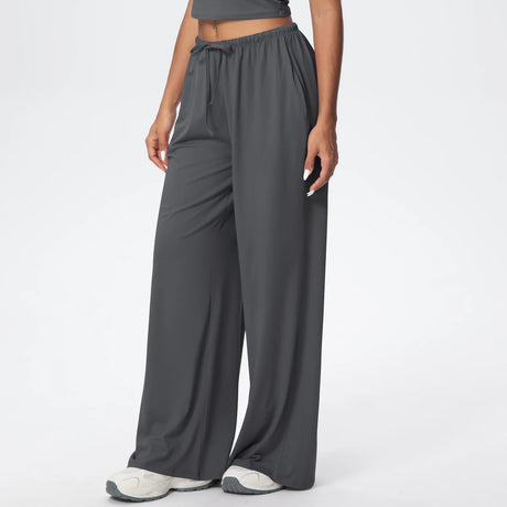 Women Quick Drying Wide Leg Yoga Pants Loose Yoga Pants High Waist With Pockets Fitness Sport Gym Workout Drawstring Full Length
